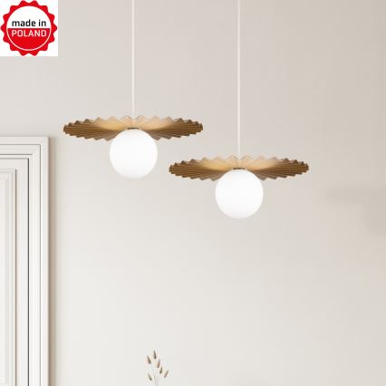Żyrandol na przewodzie SUNPLISS 1xG9/10W/230V Ø 35 cm złoty/kremowy