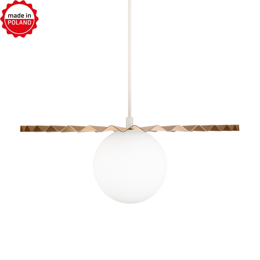 Żyrandol na przewodzie SUNPLISS 1xG9/10W/230V Ø 35 cm złoty/kremowy