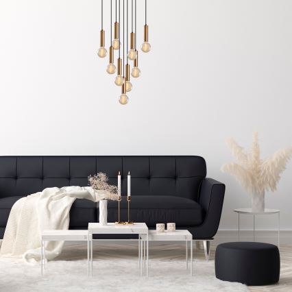 Žyrandol na przewodzie TEMPO 9xE27/40W/230V złoty