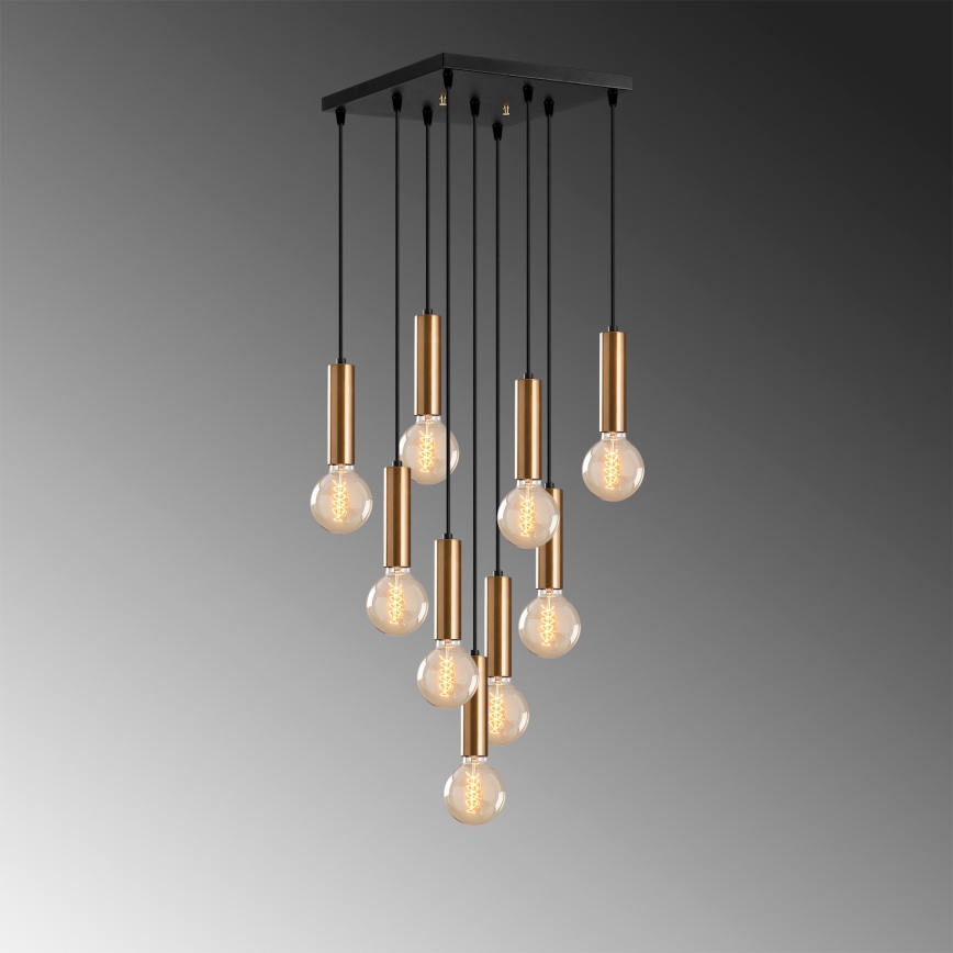 Žyrandol na przewodzie TEMPO 9xE27/40W/230V złoty