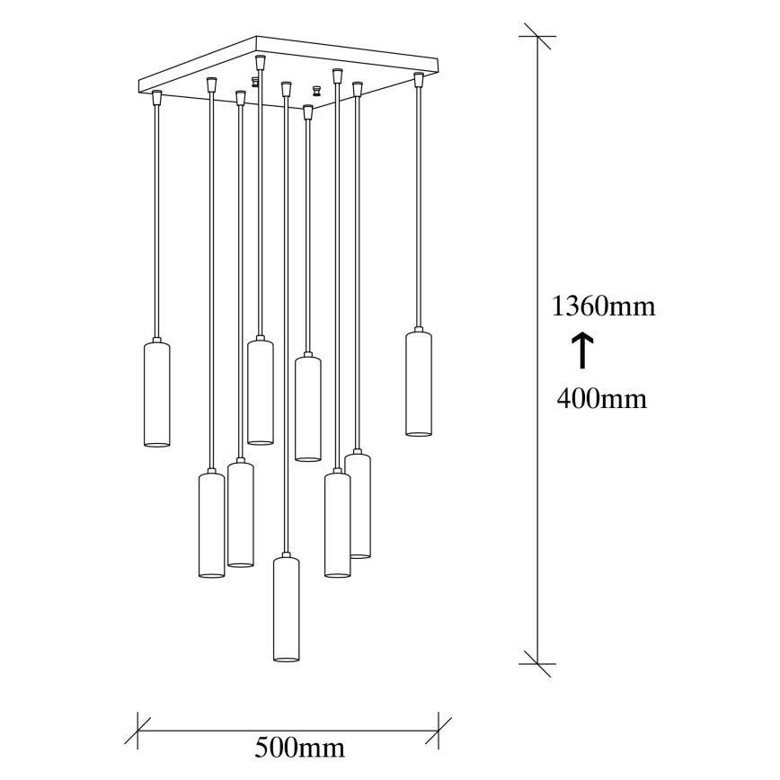 Žyrandol na przewodzie TEMPO 9xE27/40W/230V złoty