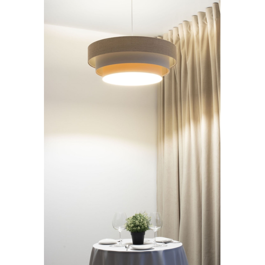 Żyrandol na przewodzie TRINITI 1xE27/60W/230V średnica 40 cm beżowy/kremowy