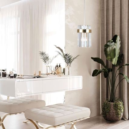 Žyrandol na przewodzie VETRO 1xE14/10W/230V złoty