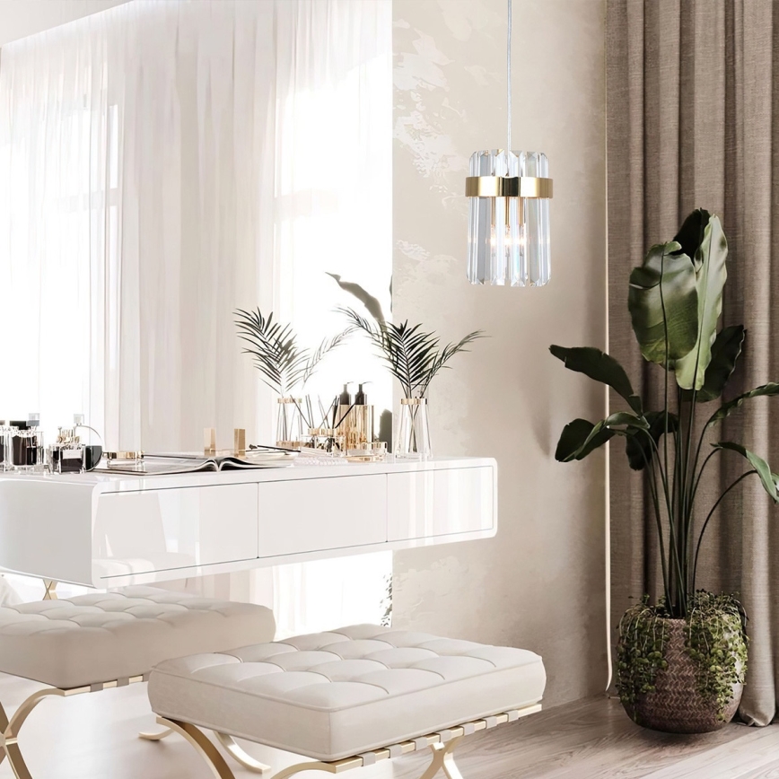 Žyrandol na przewodzie VETRO 1xE14/10W/230V złoty