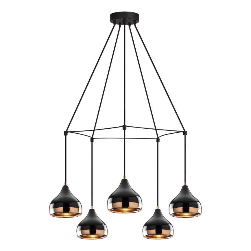 Žyrandol na przewodzie YILDO 5xE27/40W/230V czarny/miedziany