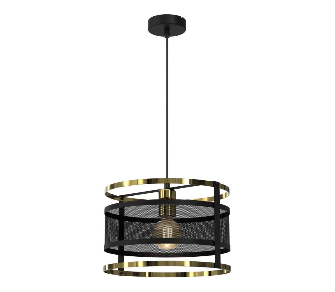 Żyrandol na sznurku SINGLE 1xE27/60W/230V d. 29 cm czarny/biały