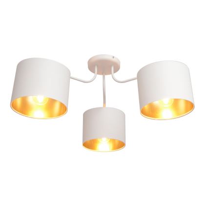 Żyrandol natynkowy ALBA 3xE27/15W/230V biały/złoty