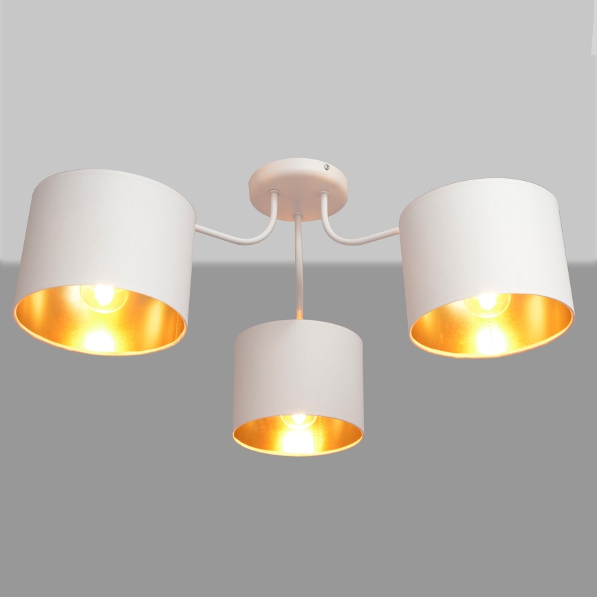 Żyrandol natynkowy ALBA 3xE27/15W/230V biały/złoty