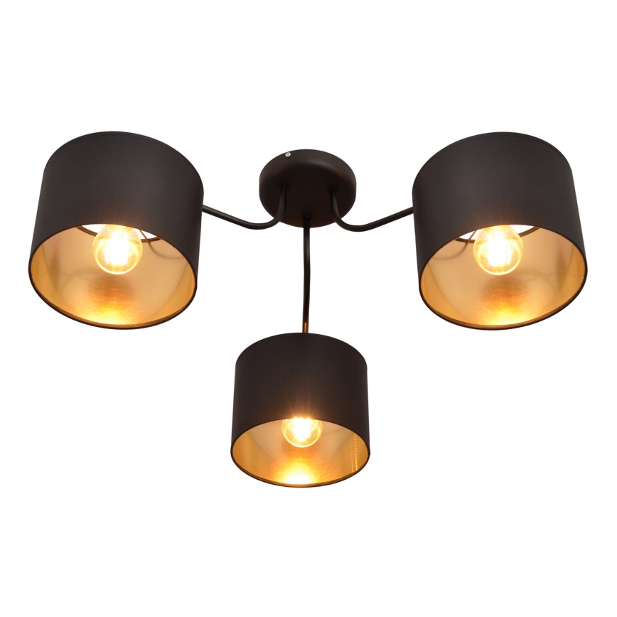 Żyrandol natynkowy ALBA 3xE27/15W/230V czarny/złoty
