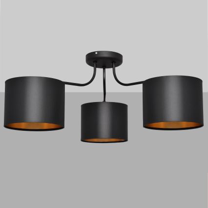 Żyrandol natynkowy ALBA 3xE27/15W/230V czarny/złoty