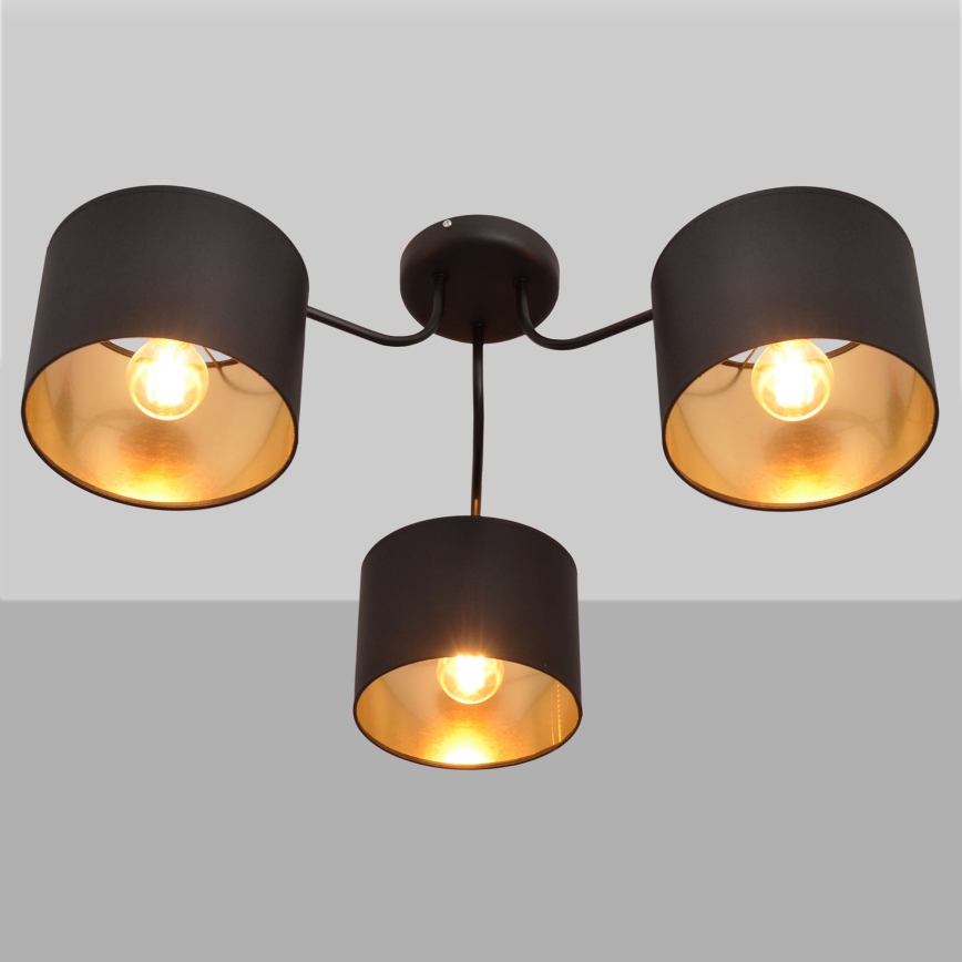 Żyrandol natynkowy ALBA 3xE27/15W/230V czarny/złoty