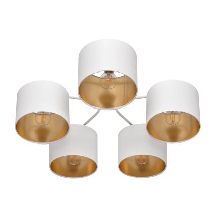 Żyrandol natynkowy ALBA 5xE27/15W/230V biały/złoty