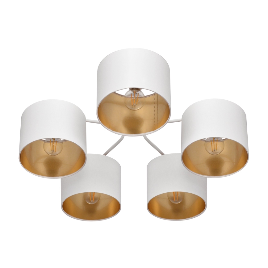 Żyrandol natynkowy ALBA 5xE27/15W/230V biały/złoty