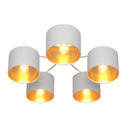 Żyrandol natynkowy ALBA 5xE27/15W/230V biały/złoty