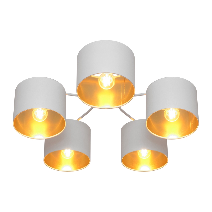 Żyrandol natynkowy ALBA 5xE27/15W/230V biały/złoty