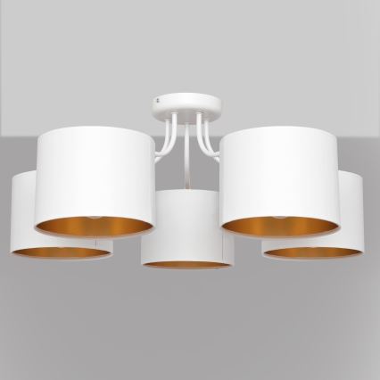 Żyrandol natynkowy ALBA 5xE27/15W/230V biały/złoty