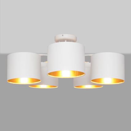 Żyrandol natynkowy ALBA 5xE27/15W/230V biały/złoty