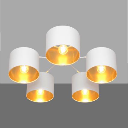 Żyrandol natynkowy ALBA 5xE27/15W/230V biały/złoty