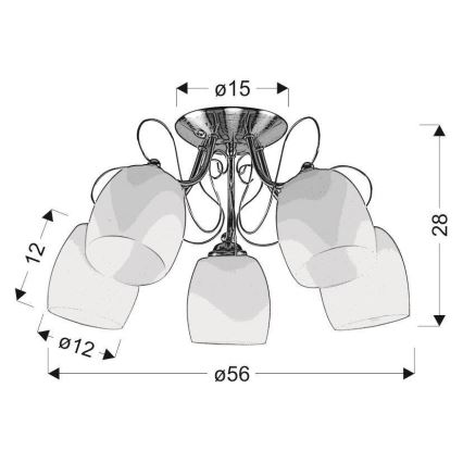 Żyrandol natynkowy AMBA 5xE27/40W/230V