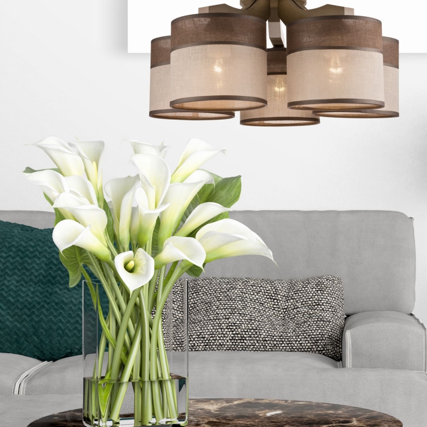 Přisazený lustr ANDREA 5xE27/60W/230V buk