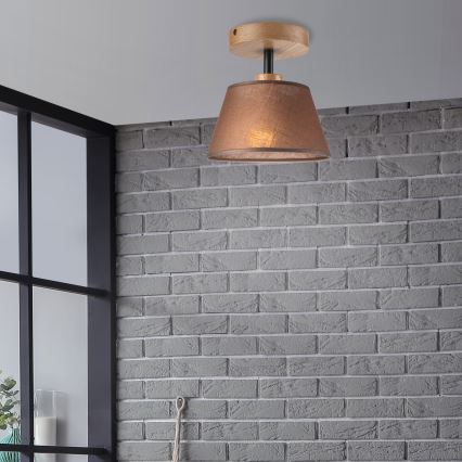 Żyrandol natynkowy ANTONIO 1xE14/40W/230V brązowy/dąb