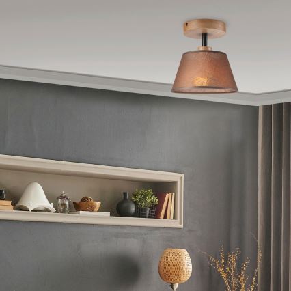 Żyrandol natynkowy ANTONIO 1xE14/40W/230V brązowy/dąb