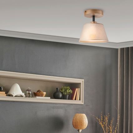 Żyrandol natynkowy ANTONIO 1xE14/60W/230V beżowy/dąb