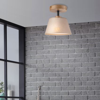 Żyrandol natynkowy ANTONIO 1xE14/60W/230V beżowy/dąb