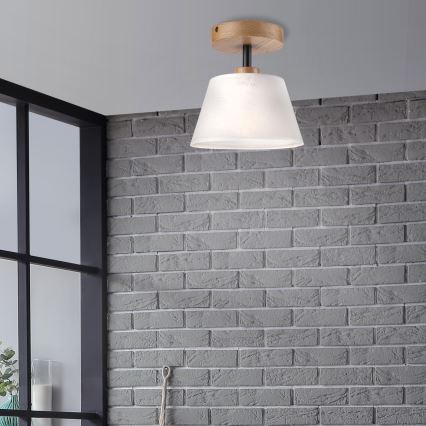 Żyrandol natynkowy ANTONIO 1xE14/60W/230V biały/dąb