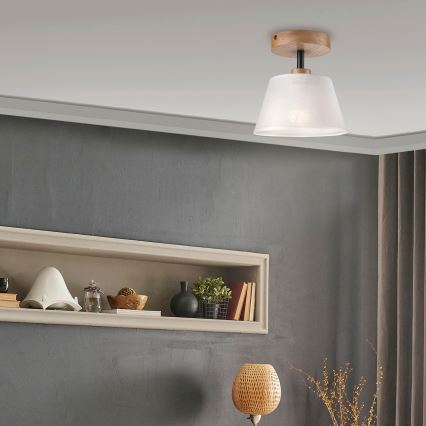 Żyrandol natynkowy ANTONIO 1xE14/60W/230V biały/dąb