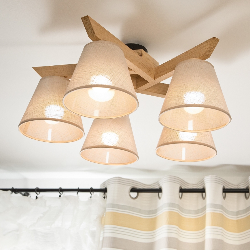 Żyrandol natynkowy ANTONIO 5xE14/40W/230V dub