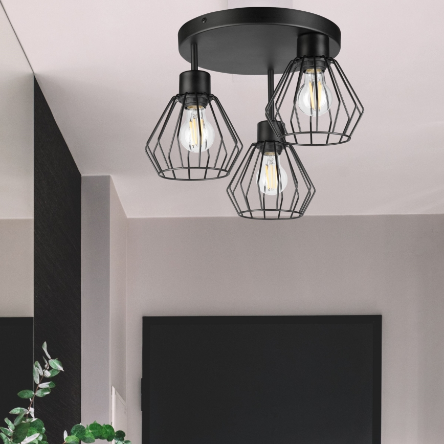 Żyrandol natynkowy AUDREY 3xE27/60W/230V czarny