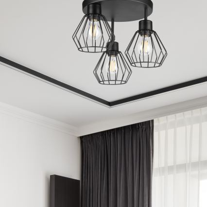 Żyrandol natynkowy AUDREY 3xE27/60W/230V czarny