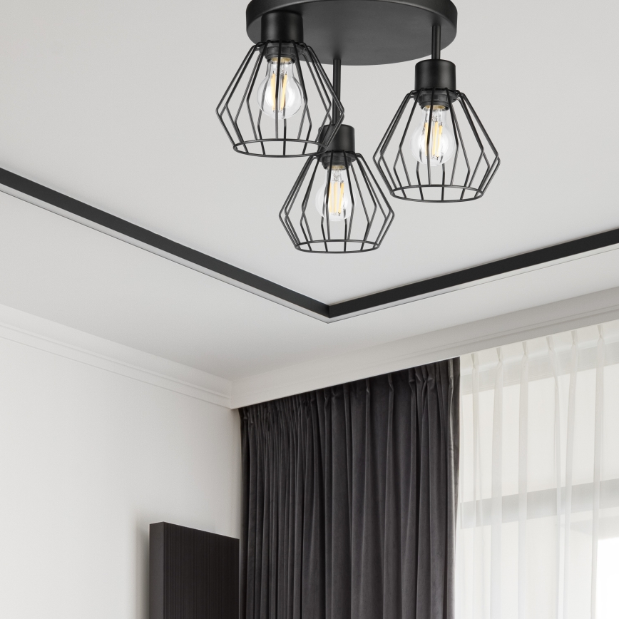 Żyrandol natynkowy AUDREY 3xE27/60W/230V czarny