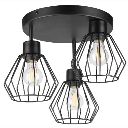 Żyrandol natynkowy AUDREY 3xE27/60W/230V czarny