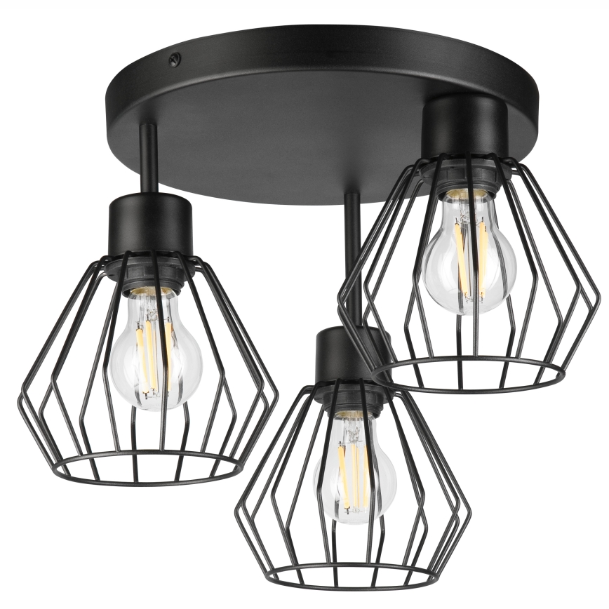 Żyrandol natynkowy AUDREY 3xE27/60W/230V czarny