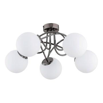 Żyrandol natynkowy BANKO 5xE14/10W/230V czarny chrom błyszczący