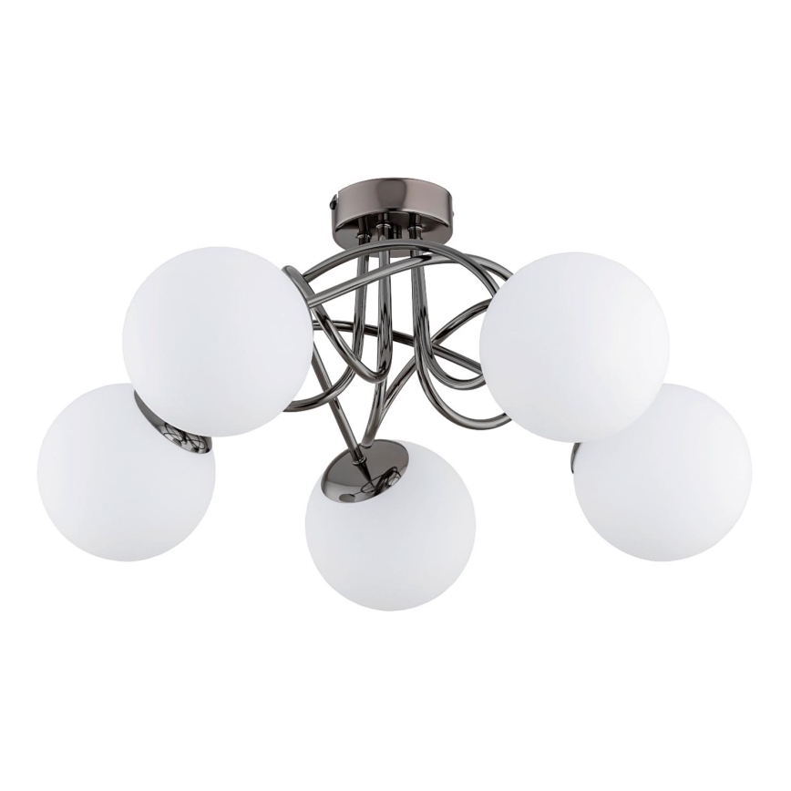 Żyrandol natynkowy BANKO 5xE14/10W/230V czarny chrom błyszczący