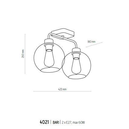 Żyrandol natynkowy BARI 2xE27/60W/230V