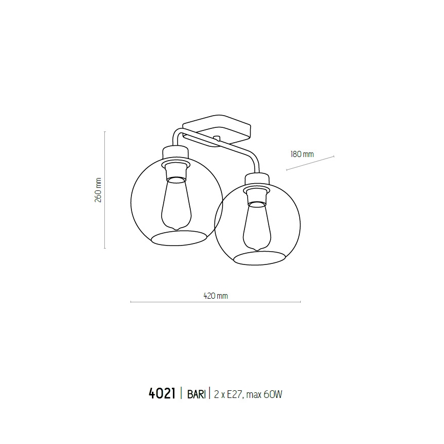 Żyrandol natynkowy BARI 2xE27/60W/230V