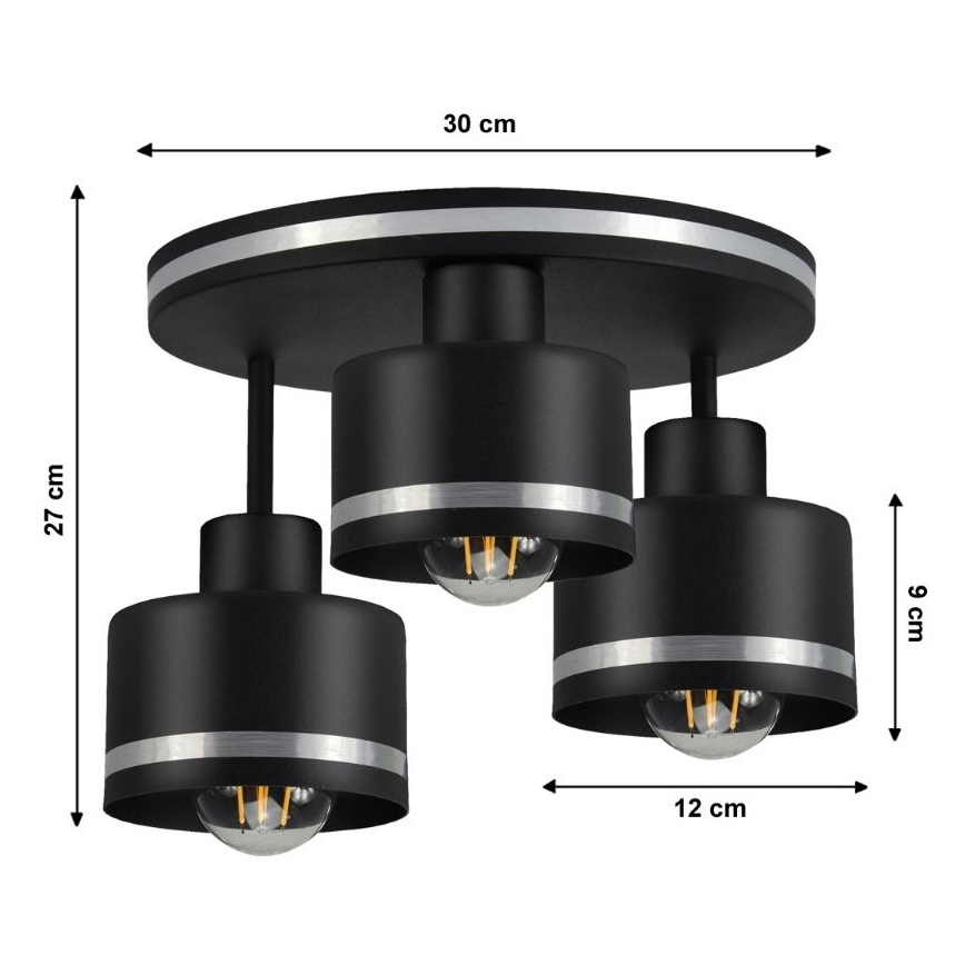 Żyrandol natynkowy BODO SILVER 3xE27/60W/230V