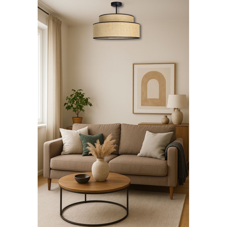 Żyrandol natynkowy BOHO 1xE27/60W/230V beżowy