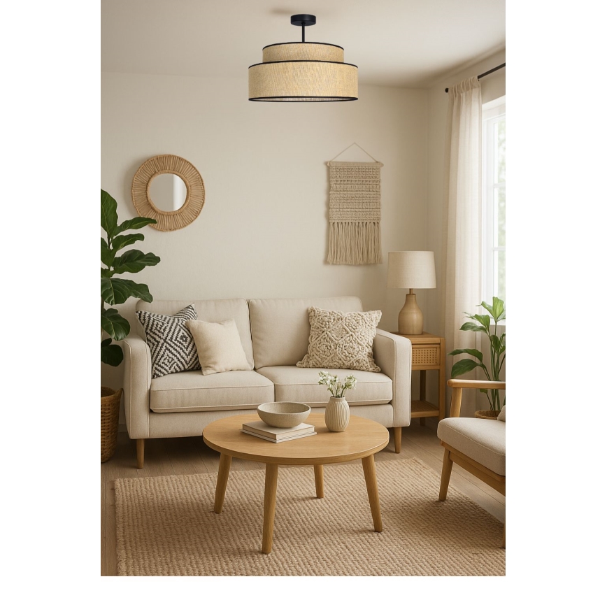 Żyrandol natynkowy BOHO 1xE27/60W/230V beżowy