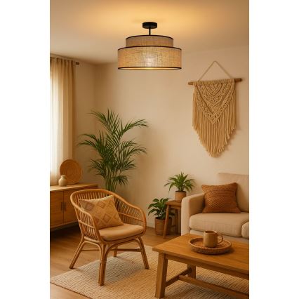 Żyrandol natynkowy BOHO 1xE27/60W/230V beżowy