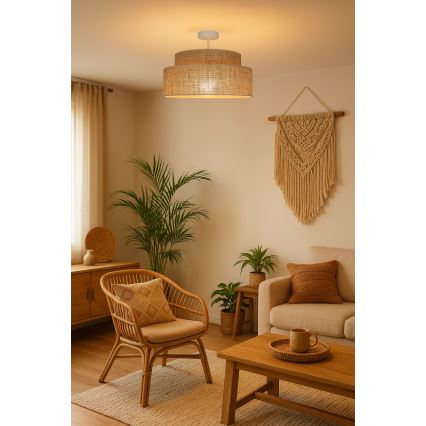 Żyrandol natynkowy BOHO 1xE27/60W/230V beżowy