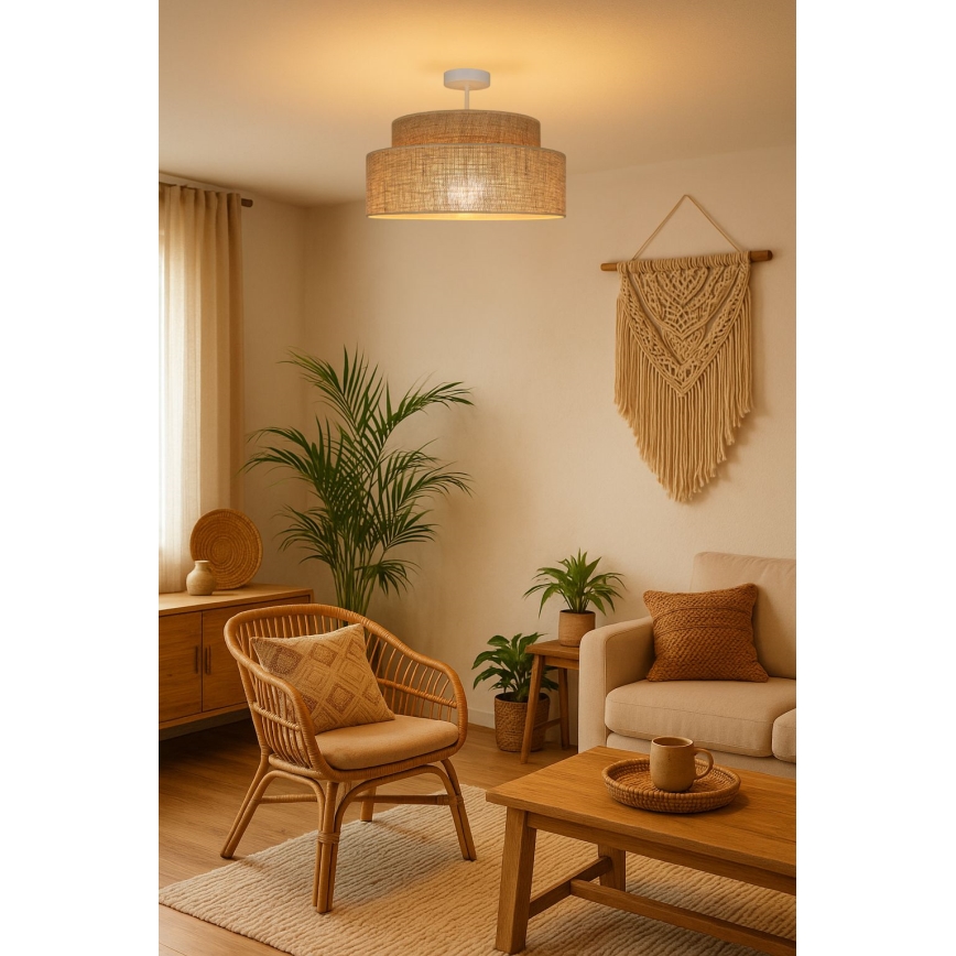 Żyrandol natynkowy BOHO 1xE27/60W/230V beżowy