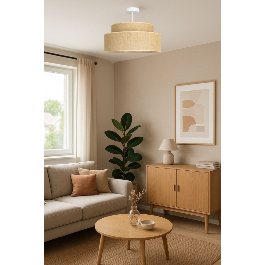 Żyrandol natynkowy BOHO 1xE27/60W/230V beżowy