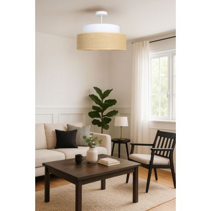 Żyrandol natynkowy BOHO 1xE27/60W/230V biały/beżowy