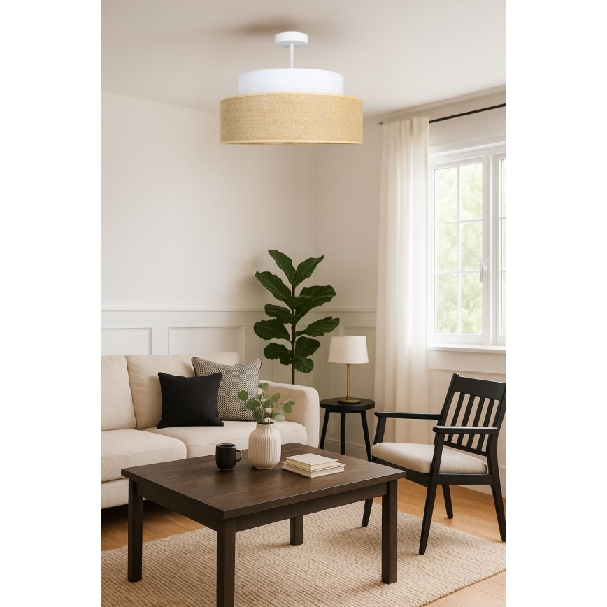 Żyrandol natynkowy BOHO 1xE27/60W/230V biały/beżowy