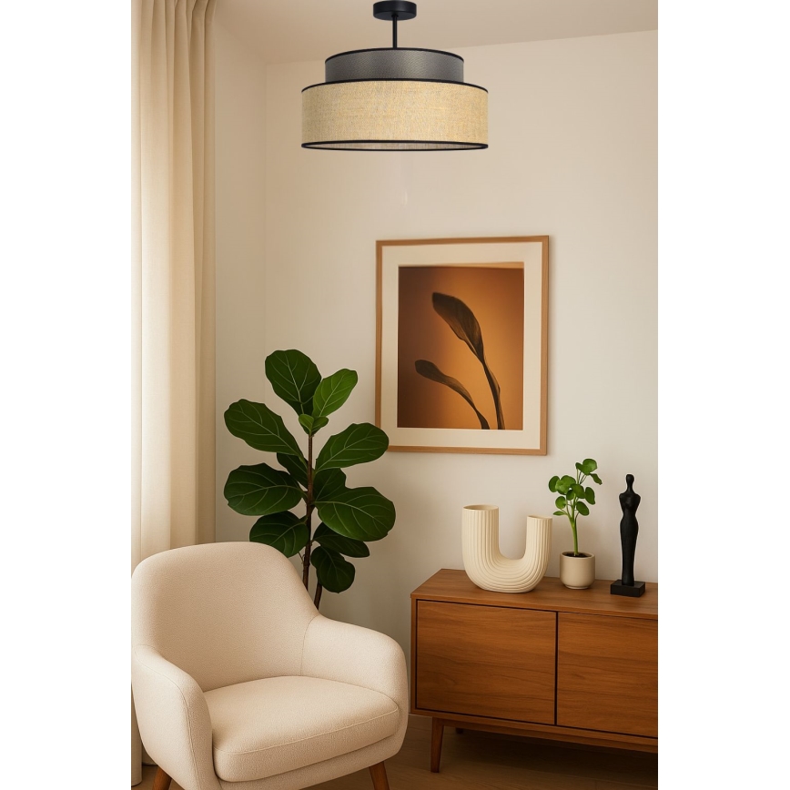 Żyrandol natynkowy BOHO 1xE27/60W/230V brązowy/beżowy